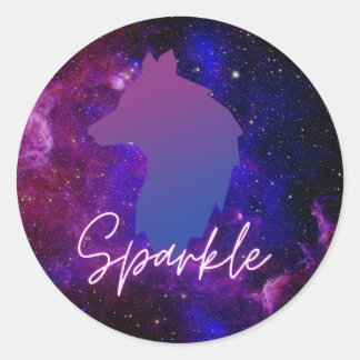 Sparkle galaxy wolf sticker