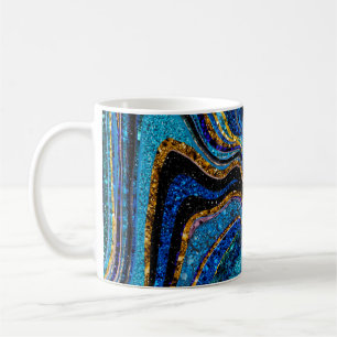 Sparkle Glam Glitter girly marble art blue Coffee  Coffee Mug
