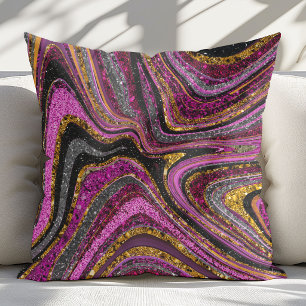 Sparkle Glam Glitter girly marble art pink Cushion