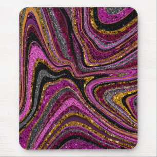 Sparkle Glam Glitter girly marble art pink Mouse Pad