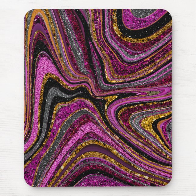 Sparkle Glam Glitter girly marble art pink Mouse Pad (Front)