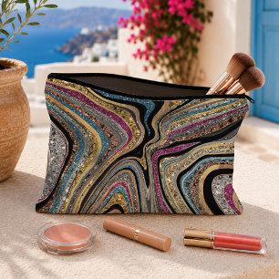 Sparkle Glam glittery girly marble art Accessory Pouch