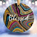 Sparkle Glam glittery girly marble art Ceramic Ornament<br><div class="desc">A cool girly faux glitter marble art bling in different shades of pink, fuchsia, black, silver and gold. Elegant Glitter Monogram double sided ornament. Personalize it easily by Adding Your Unique Text or Remove Text - Make Your Special Gift - Resize and move or remove and add text / elements...</div>