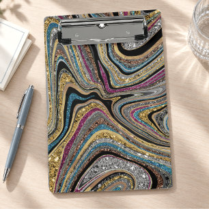 Sparkle Glam glittery girly marble art Mini Clipboard
