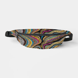Sparkle Glam glittery girly marble art Printed Bum Bags