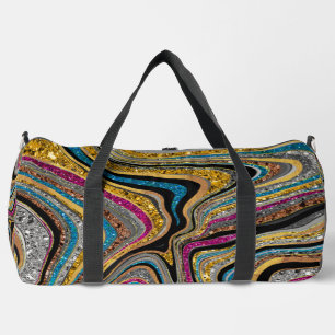 Sparkle Glam glittery girly marble art Printed Duffle Bag