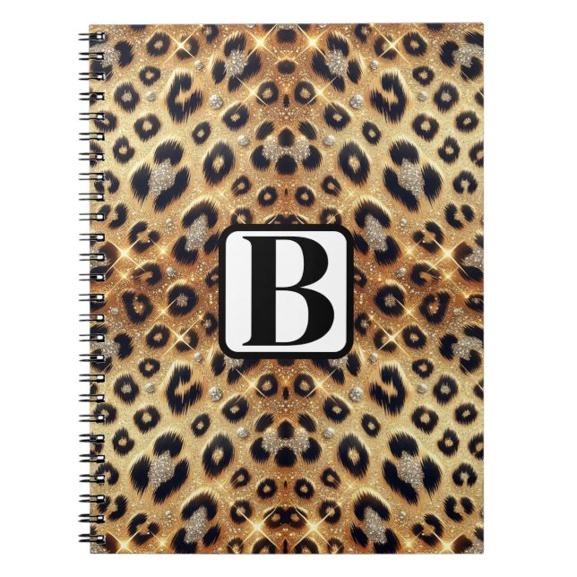 Sparkle Glam Gold Black Leopard Cheetah Print  Notebook (Front)