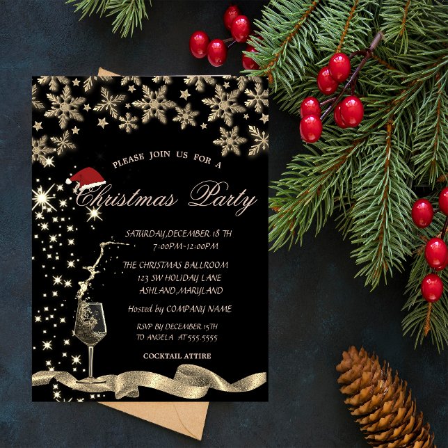 Sparkle,Glass,Snowflakes Corporate Christmas Party Invitation (Creator Uploaded)