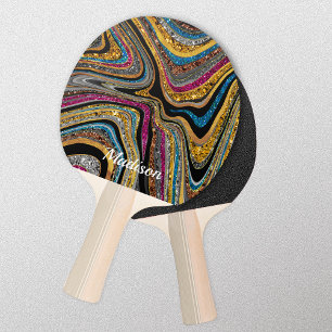 Sparkle Glitter girly marble art grey Ping Pong Pa Paddle