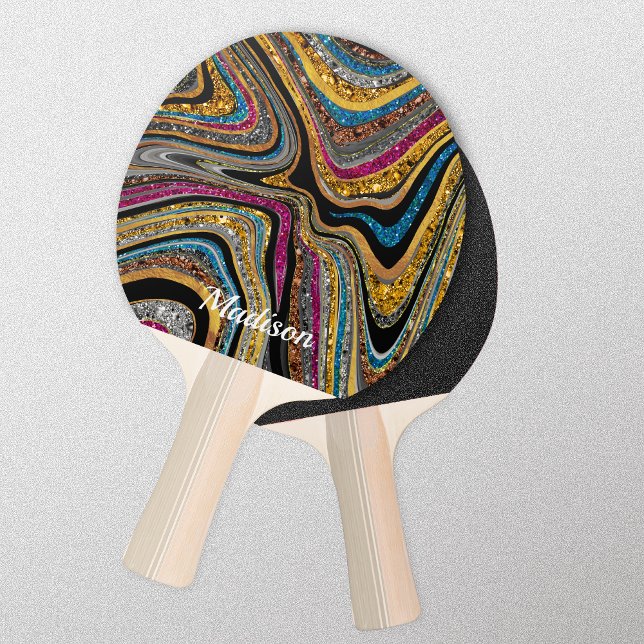 Sparkle Glitter girly marble art grey Ping Pong Pa Ping Pong Paddle (Creator Uploaded)