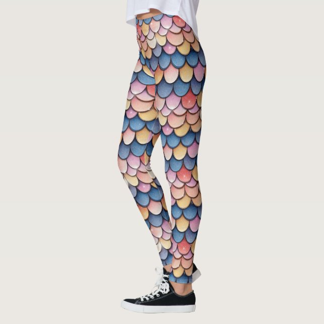 Sparkle Glitter Light Scale Pattern Leggings (Left)
