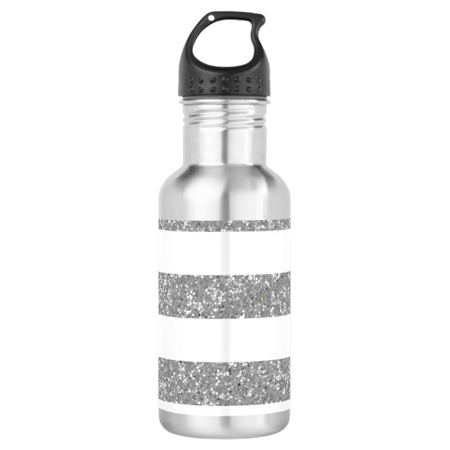 Sparkle Glitter Look Stripes 710 Ml Water Bottle (Front)