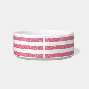 Sparkle Glitter Look Stripes Cat Bowl