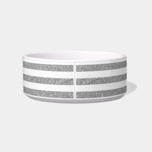 Sparkle Glitter Look Stripes Cat Bowl