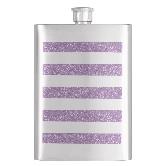 Sparkle Glitter Look Stripes Classic Flask (Front)