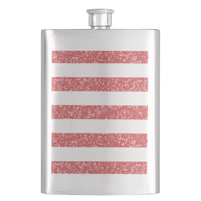 Sparkle Glitter Look Stripes Classic Flask (Front)