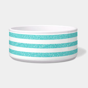 Sparkle Glitter Look Stripes Dog Bowl