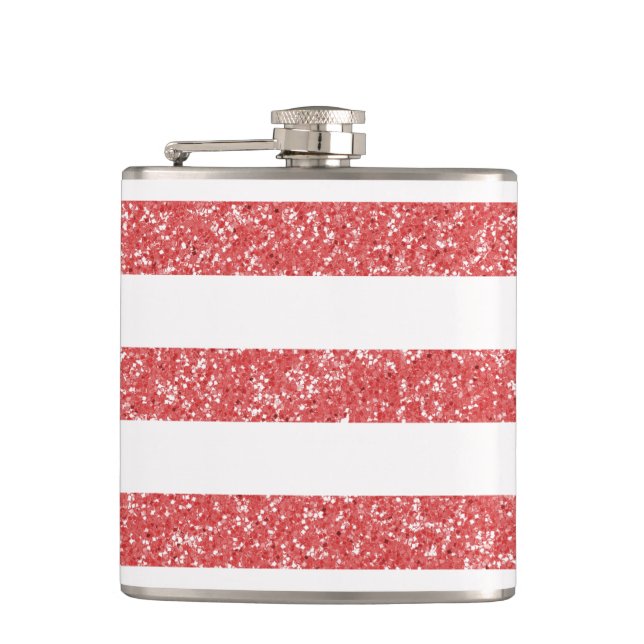 Sparkle Glitter Look Stripes Flask (Front)
