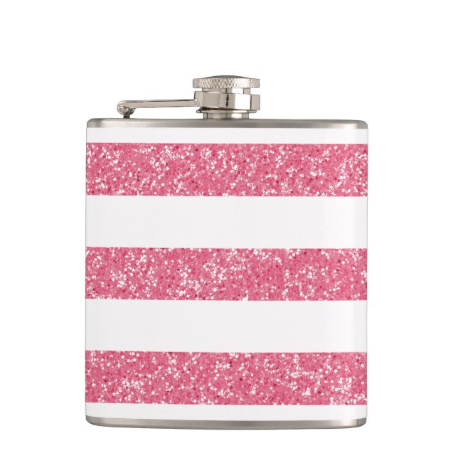 Sparkle Glitter Look Stripes Flask (Front)
