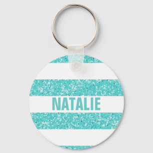 Sparkle Glitter Look Stripes Keychain