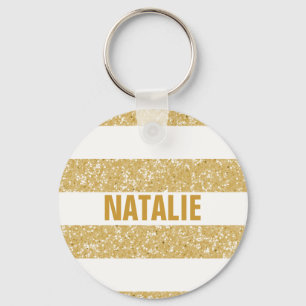 Sparkle Glitter Look Stripes Keychain
