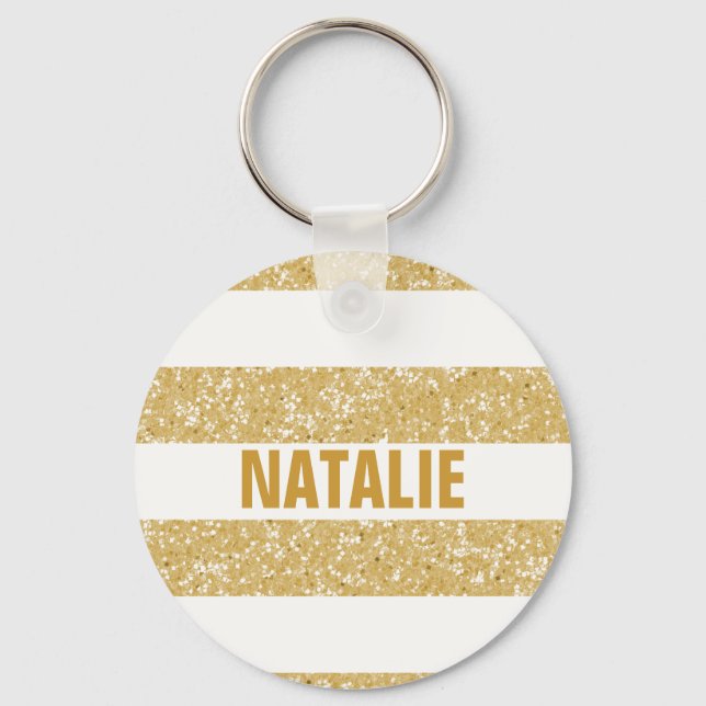 Sparkle Glitter Look Stripes Keychain (Front)