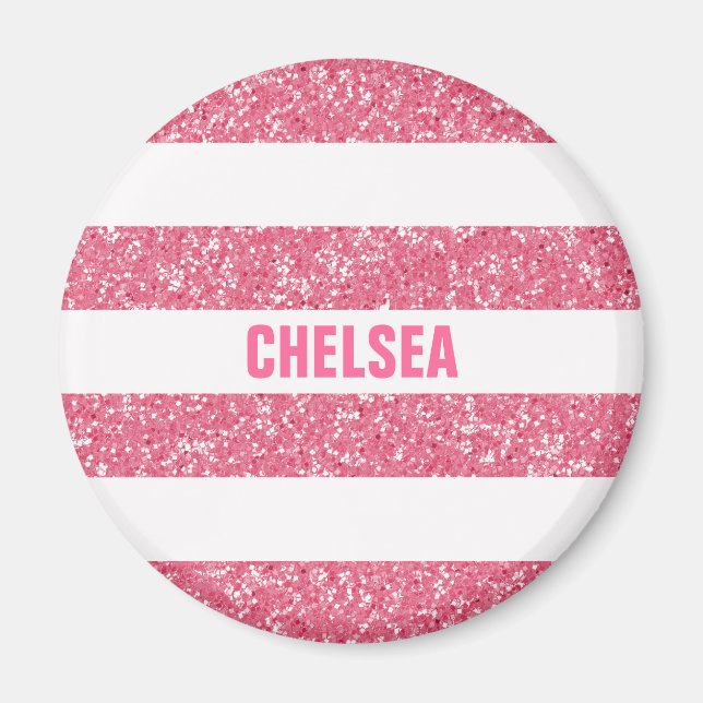 Sparkle Glitter Look Stripes Magnet (Front)