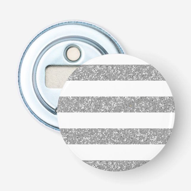 Sparkle Glitter Look Stripes Magnet Bottle Opener (Front)