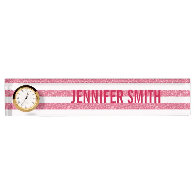 Sparkle Glitter Look Stripes Nameplate (Front)