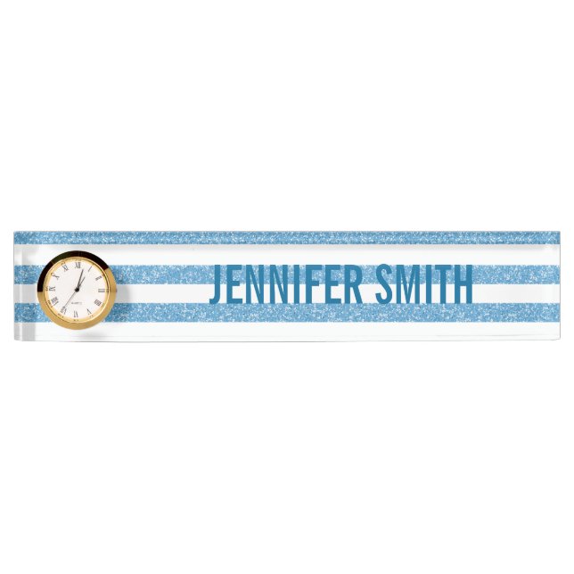 Sparkle Glitter Look Stripes Nameplate (Front)