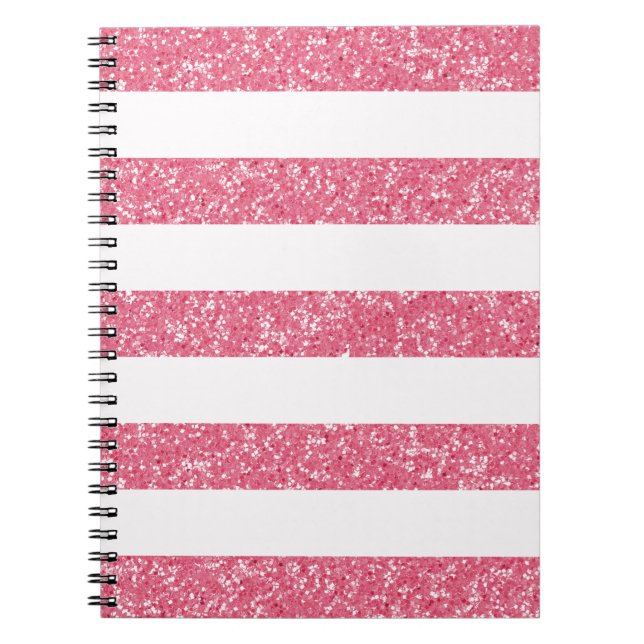 Sparkle Glitter Look Stripes Notebook (Front)
