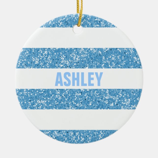 Sparkle Glitter Look Stripes Ornament (Front)