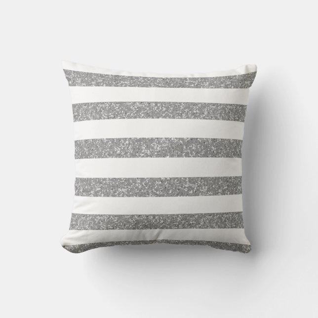 Sparkle Glitter Look Stripes Pillow (Front)