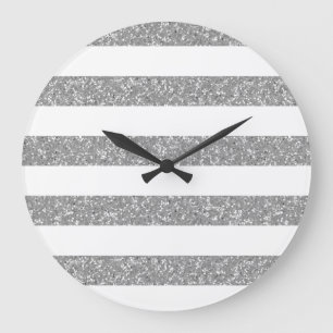 Sparkle Glitter Look Stripes Wall Clock