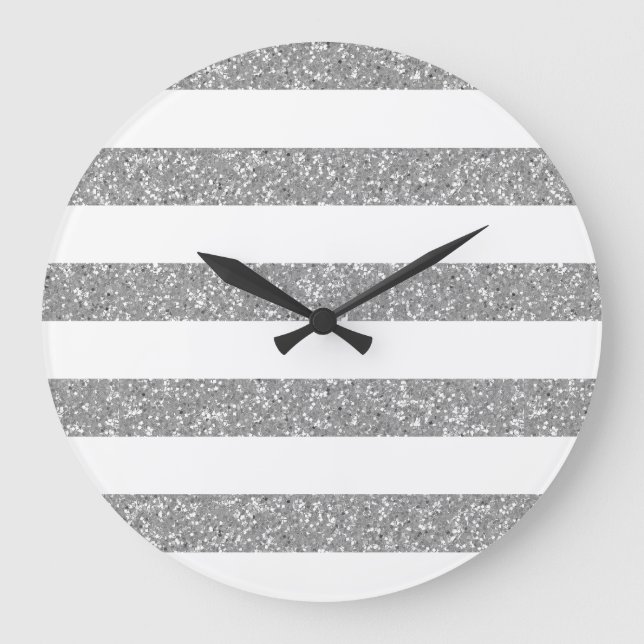 Sparkle Glitter Look Stripes Wall Clock (Front)