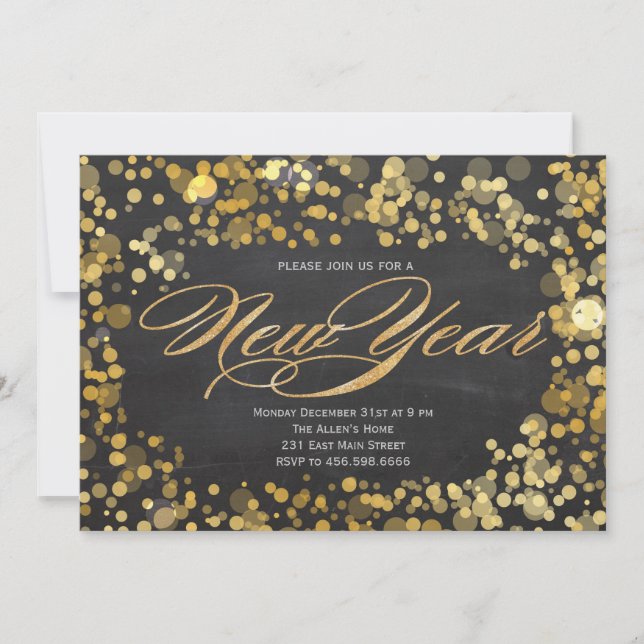 Sparkle Glitter New Years Invitation (Front)