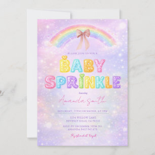 Sparkle Glitter pastel rainbow baby sprinkle  Invitation