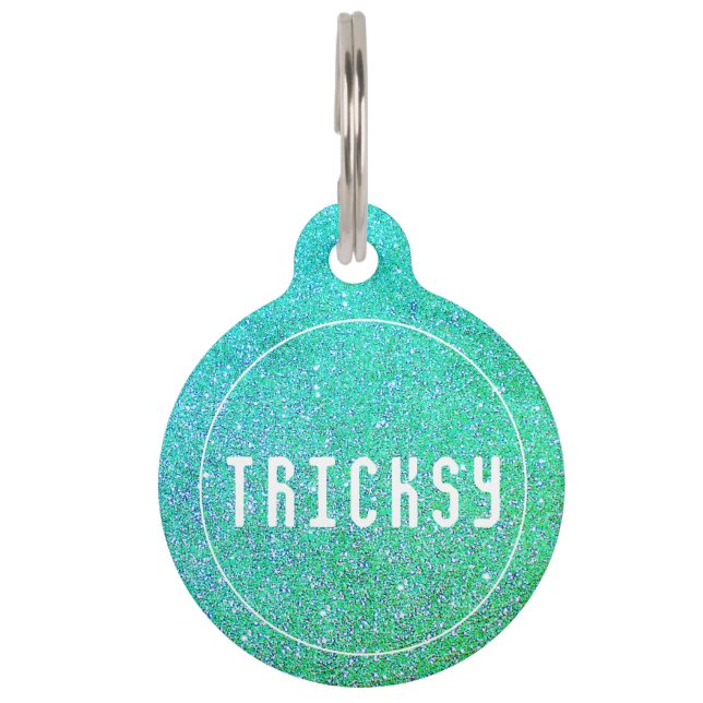 Sparkle Glitter Personalised Number Pet Tag (Front)