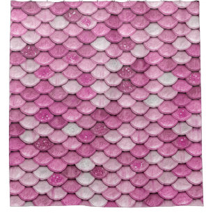 Sparkle Glitter Pink Purple Mermaid Scales Shower Curtain