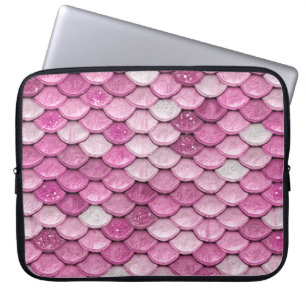 Sparkle Glitter Pink Rose Gold Mermaid Scales Laptop Sleeve