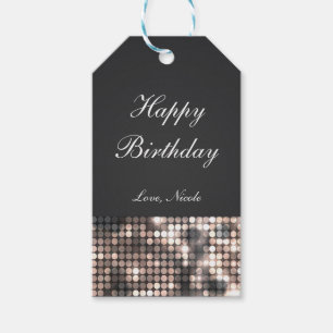 Sparkle Glitter Sequins Glam Black Party Gift Tag