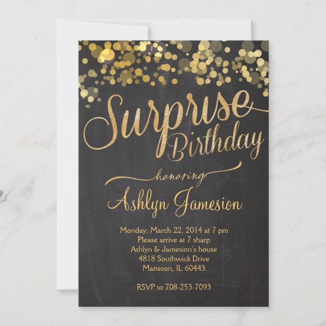 Sparkle Glitter Surprise Birthday Invitation (Front)
