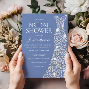 Sparkle Glitter Wedding Dress Bridal Shower Invite