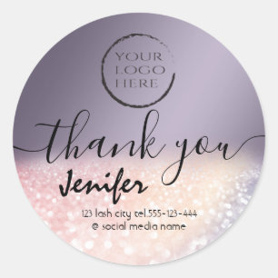 Sparkle glittery logo thank you classic round sticker