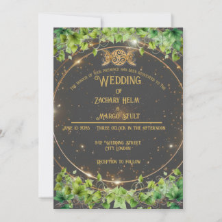 Sparkle Gold Botanic Celestial Wedding Invitation