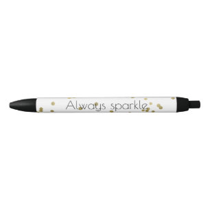 Sparkle Gold Confetti Black Ink Pen