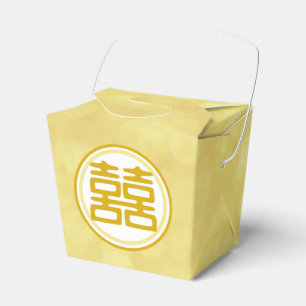 Sparkle Gold Double Happiness - Round Favour Box