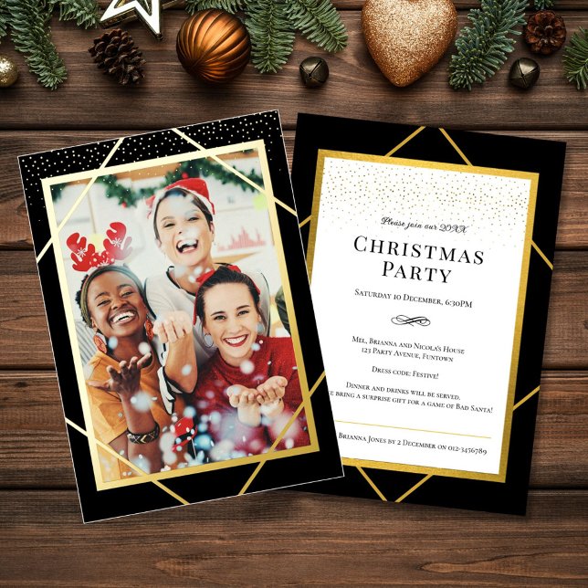 Sparkle Gold Foil Christmas Party Photo (Creator Uploaded)