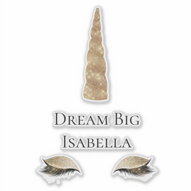 Sparkle Gold Glam Unicorn Water Bottle (Front)