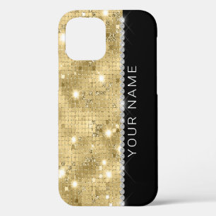 Sparkle Gold Glitter Custom Name iPhone 12 Case
